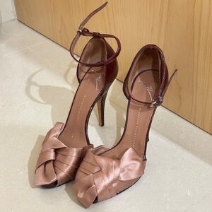 Elegant Satin Bow Heels in Brown